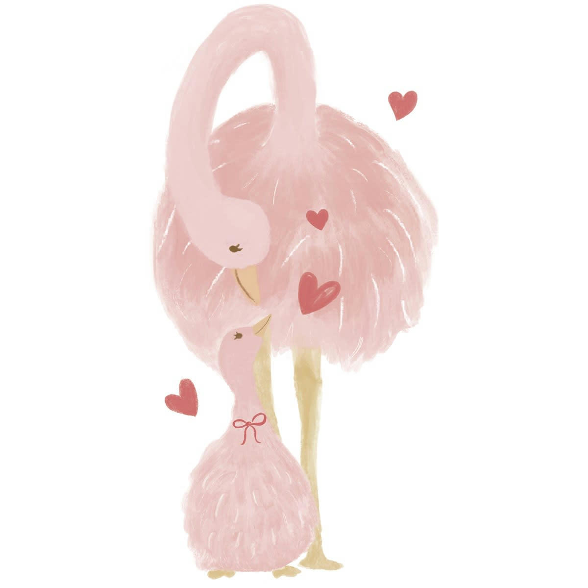 COQUETTE - Sticker xl maman et bébé autruche rose