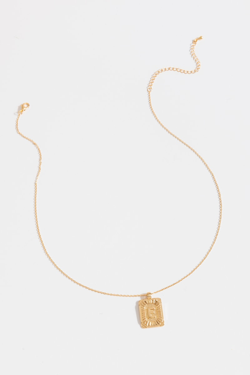 Initial ID Tag Pendant Necklace