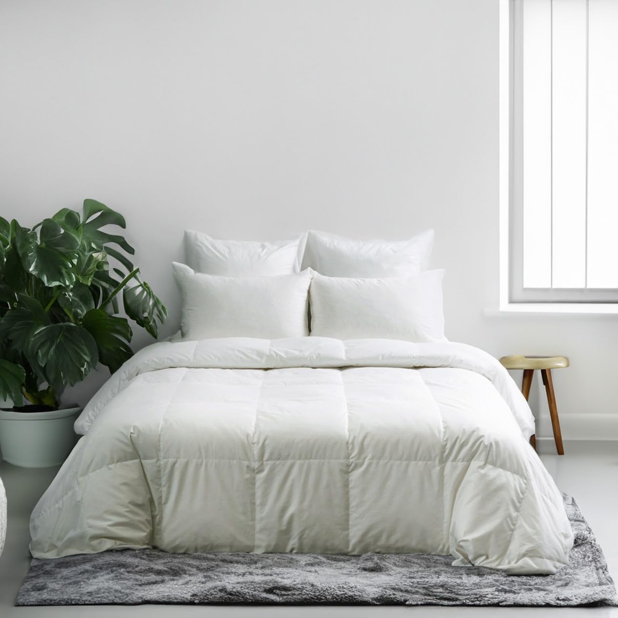 Highland Feather Tencel Organic Cotton Shell White Down Comforter 725 Super Fill Power Fluffy Duvet Insert Manufactured in Canada Ultra-Soft Lightweight (Winter, Full)