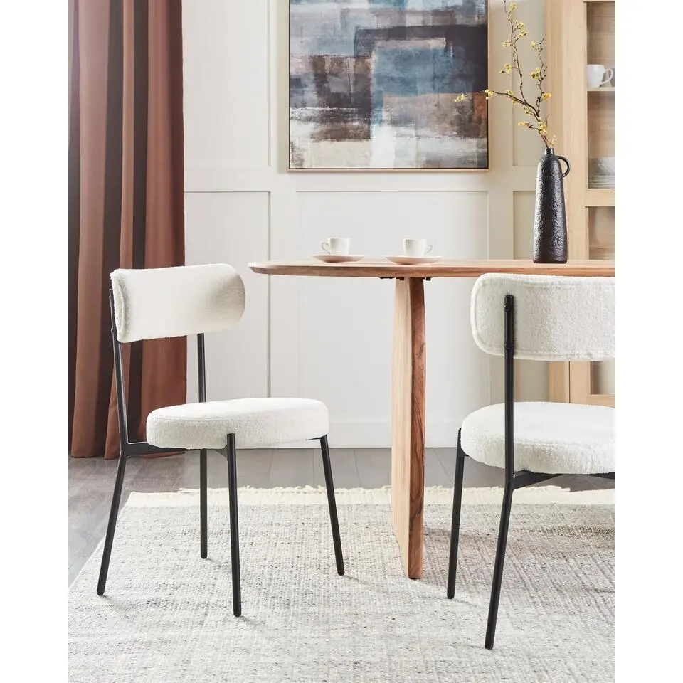 ALLISON - Eetkamerstoel set van 2 - Wit - Boucl&eacute;