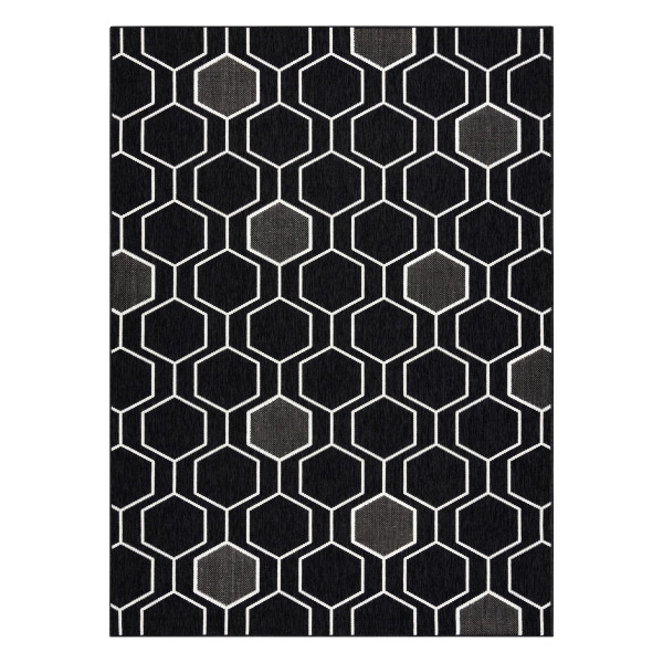 Dywan SPRING 20404993 Hexagon sznurkowy, pętelkowy - czarny 120x170 cm