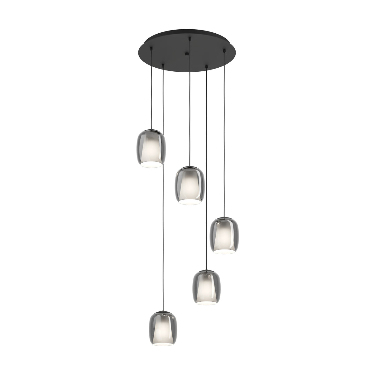 EGLO hanglamp Ciampino - e27 - ø 54 cm - zwart/grijs - glas