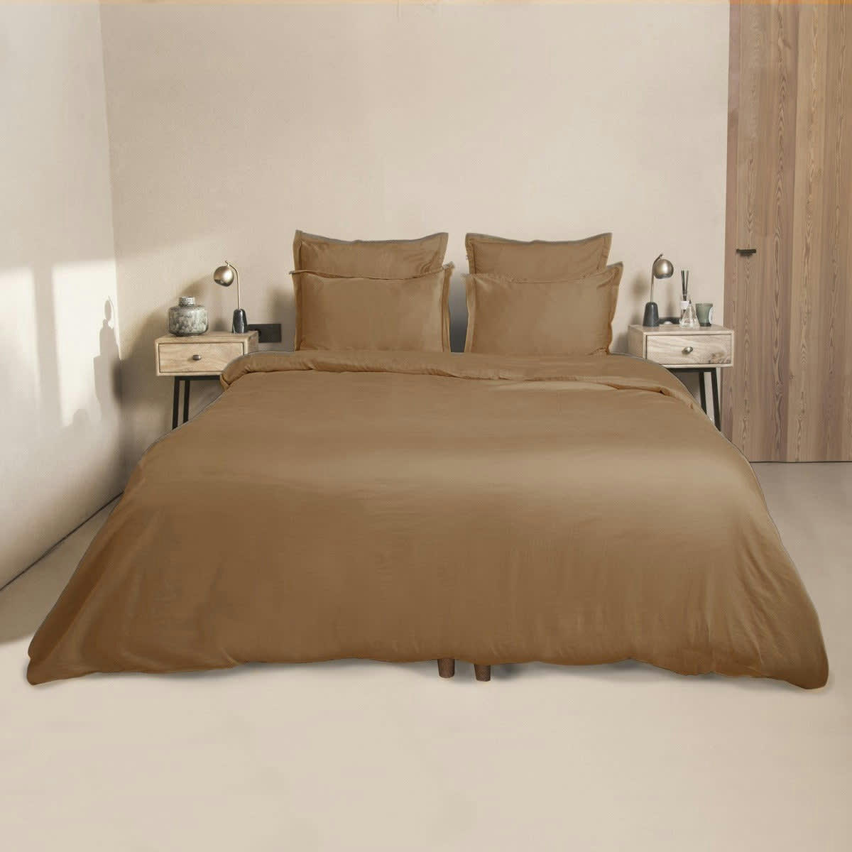 JULIA - Housse de couette satin de coton  240x220 caramel