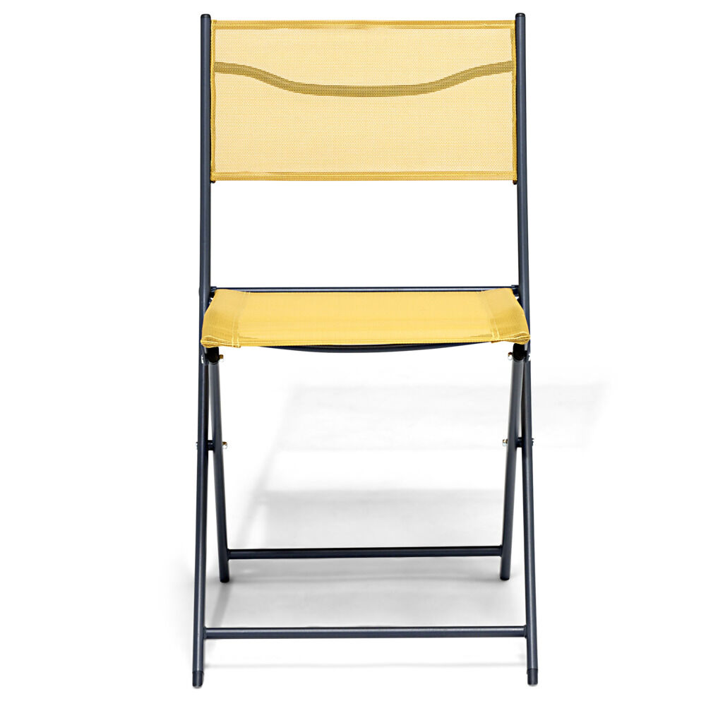 Chaise de jardin pliante London métal textilène jaune 51xP45xH81cm