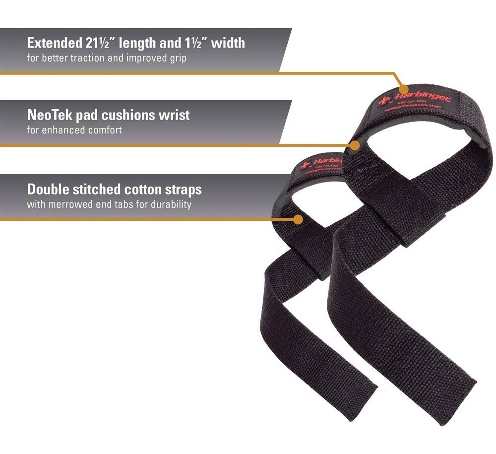 Harbinger Padded Cotton Weight Lifting Straps, 20.5-in, 2-pc