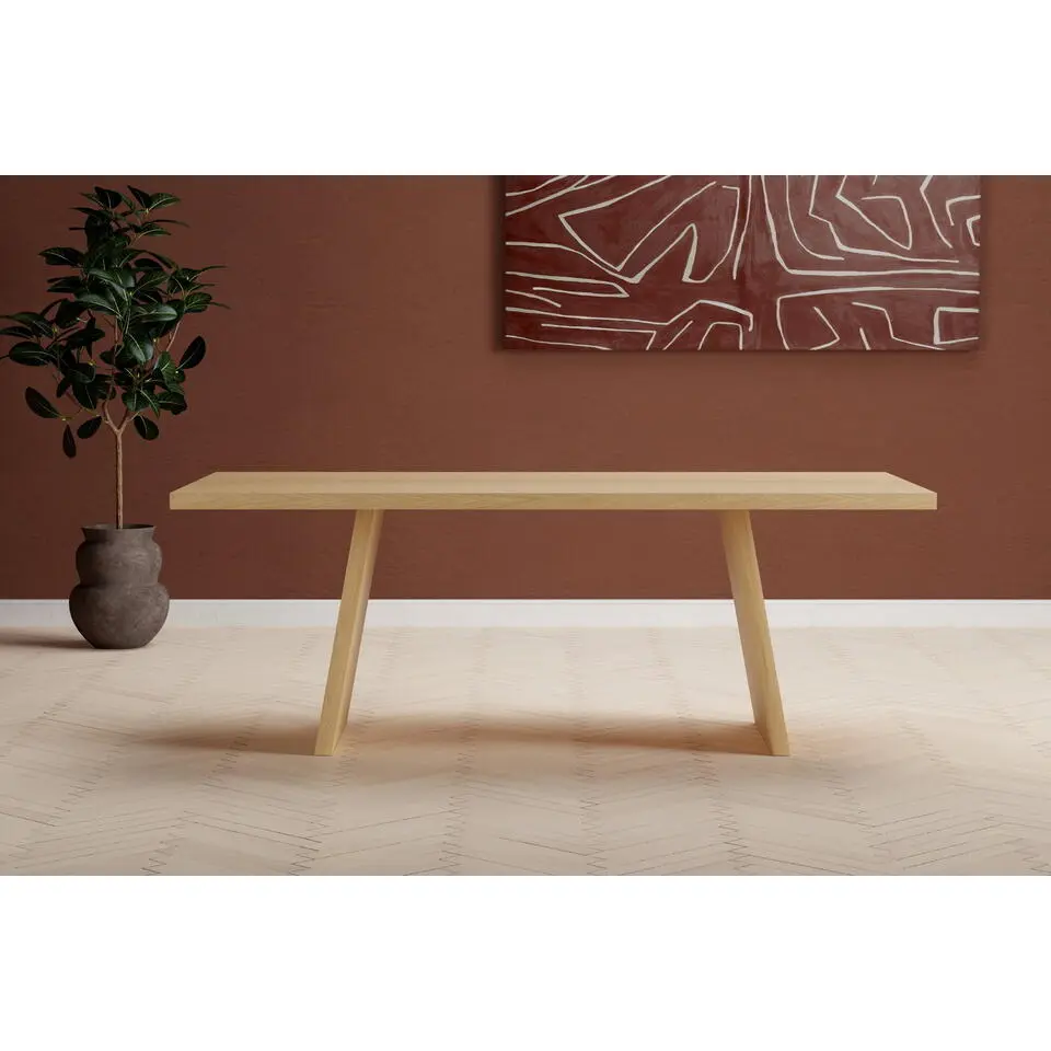 Eettafel Rechthoekig Naturel Hout - 210x100x76cm - Logga