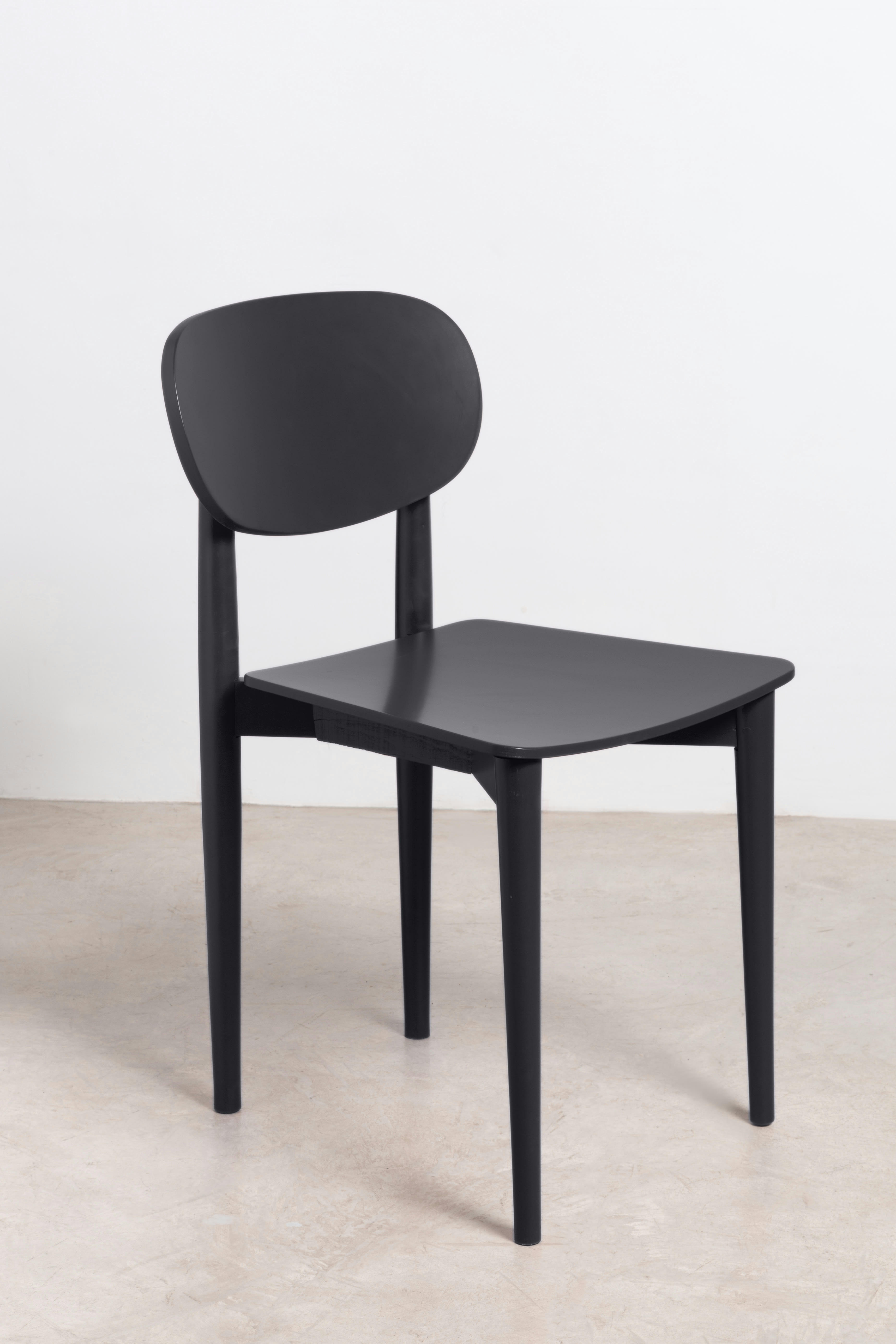 SANDRO - Chaise en bois de hêtre massif Noir