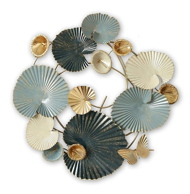 CASSIS - Décoration murale en métal corolle bleue 68x69x9