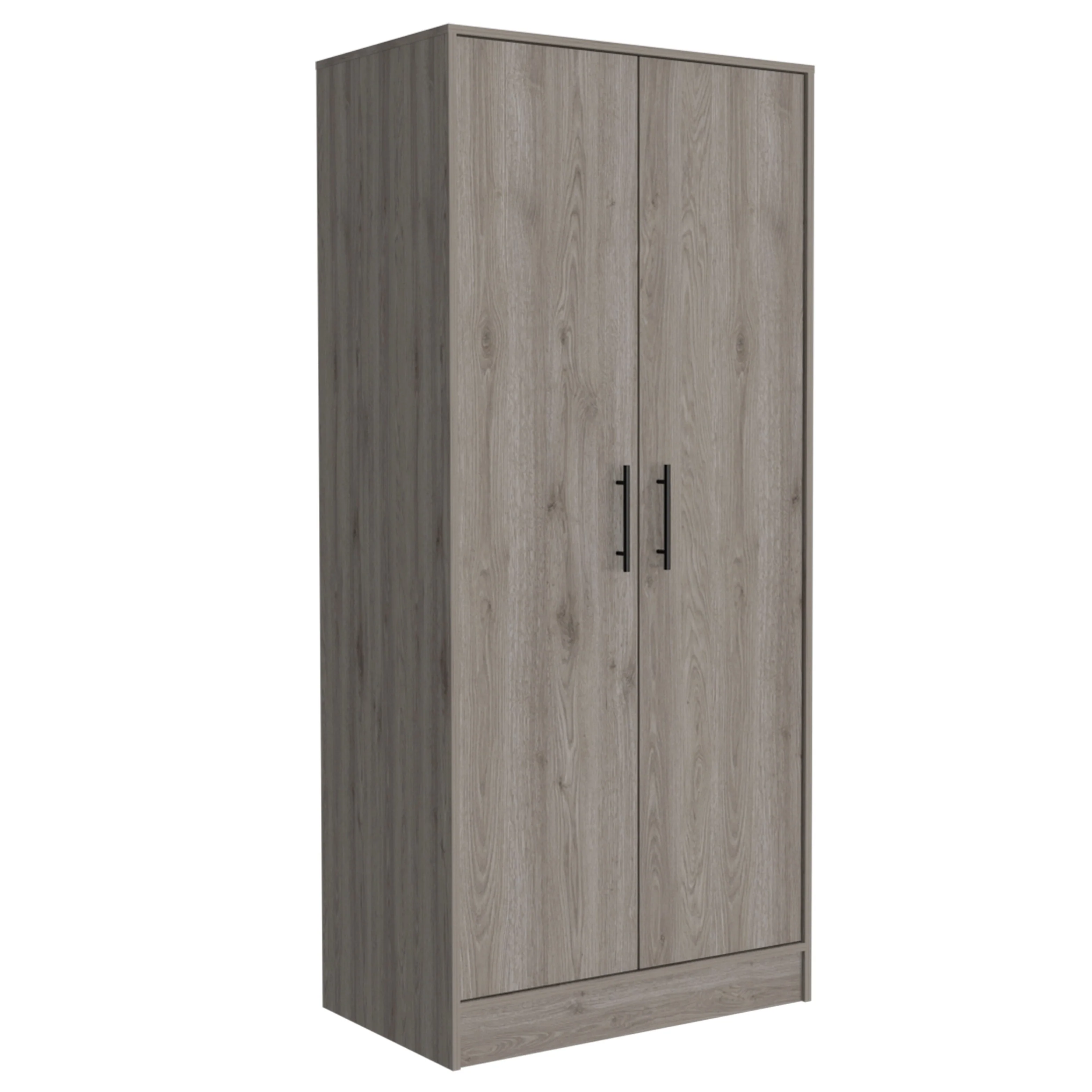 31.5 Modern Double-door Armoire with Metal Rod, Two Shelves and One Drawer