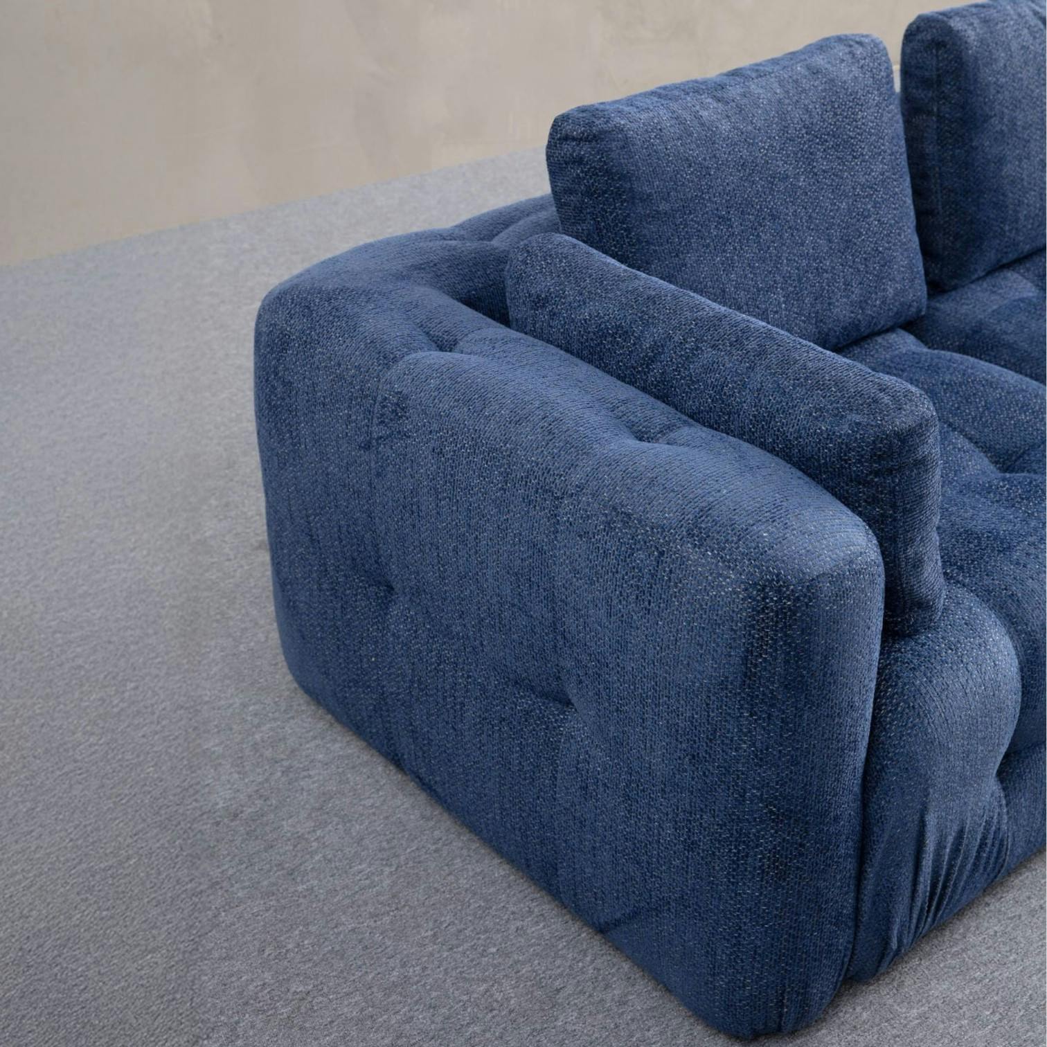Canapé 2 places modulable bleu foncé, forme organique BARI
