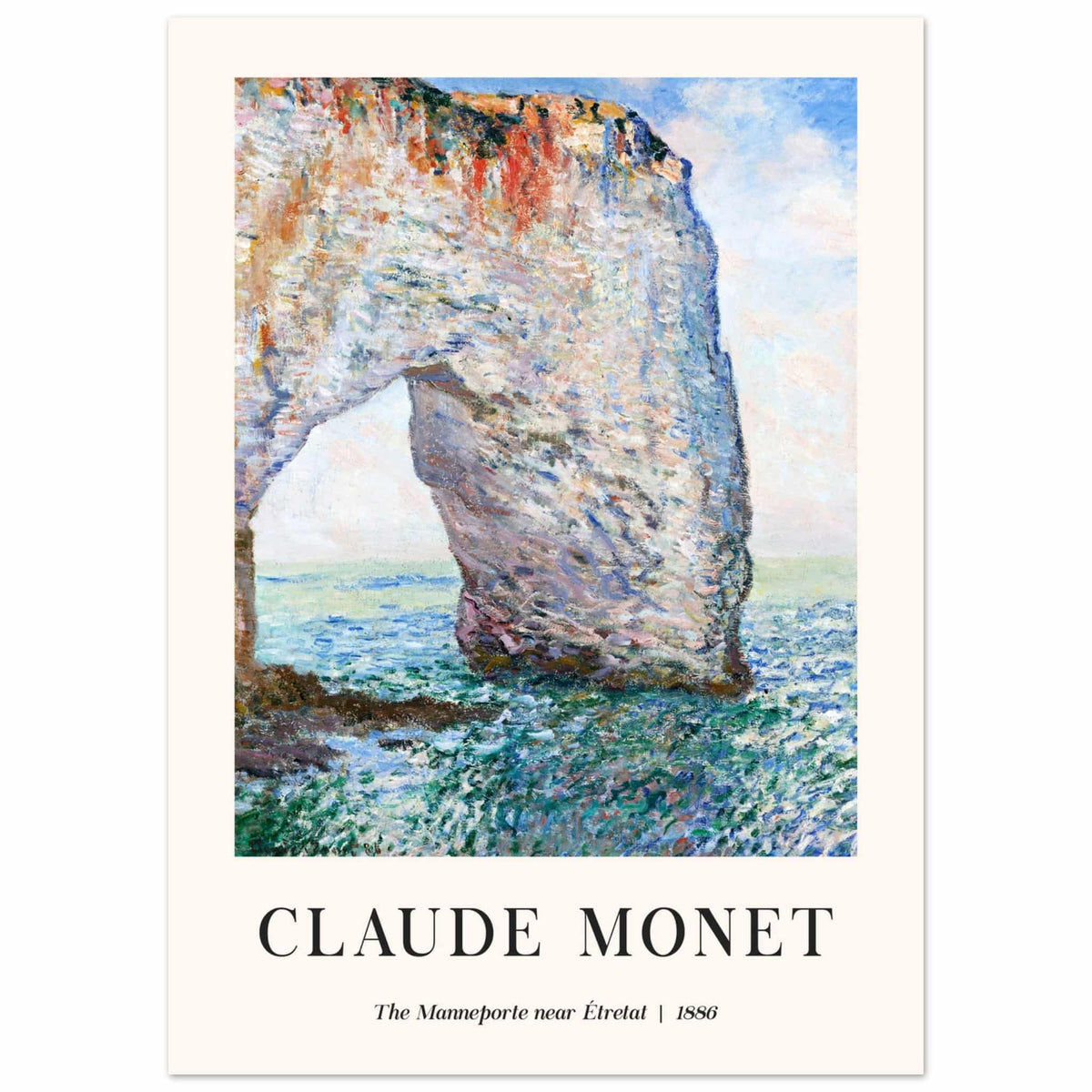 Artfulprints Poster Claude Monet - The Manneport near Étretat  - 50x70 cm - Lichtblauw
