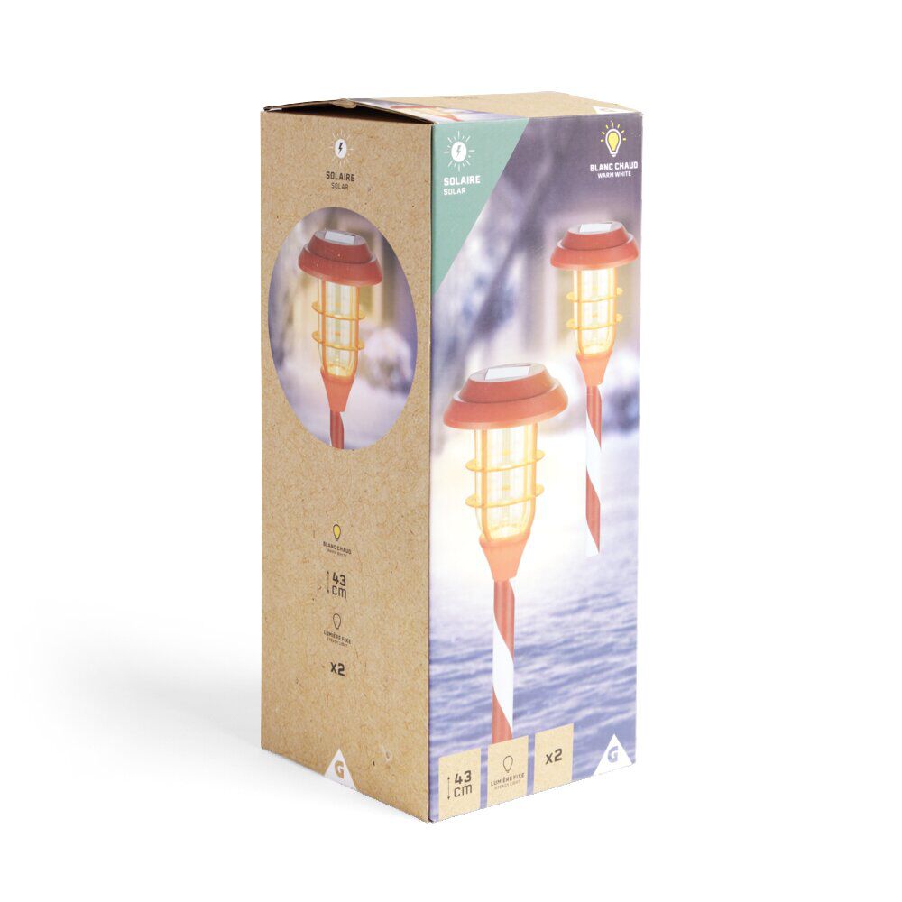 Lot de 2 bornes solaires à planter H43,5cm