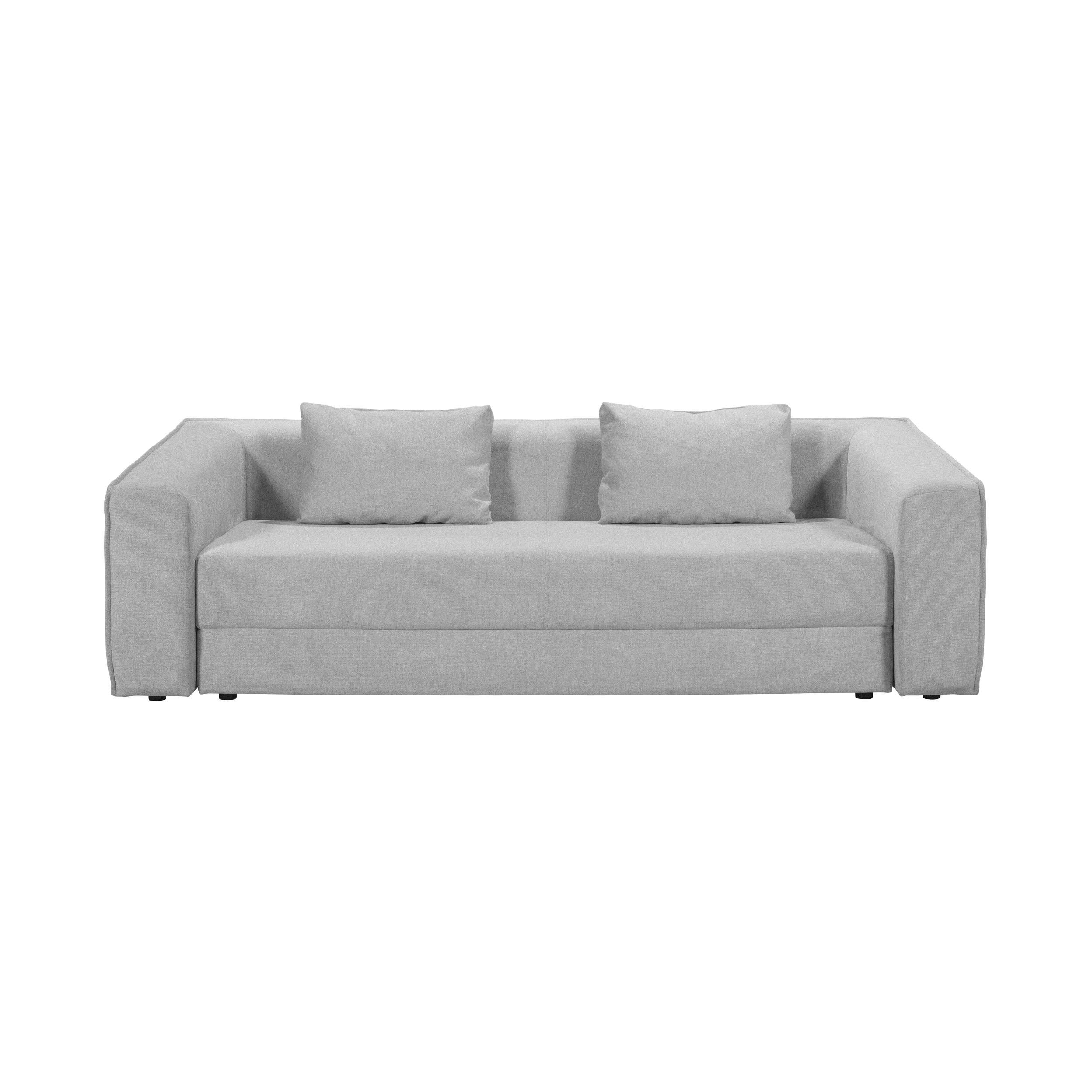 MUSCAT - Canapé droit convertible 3 places en tissu gris clair