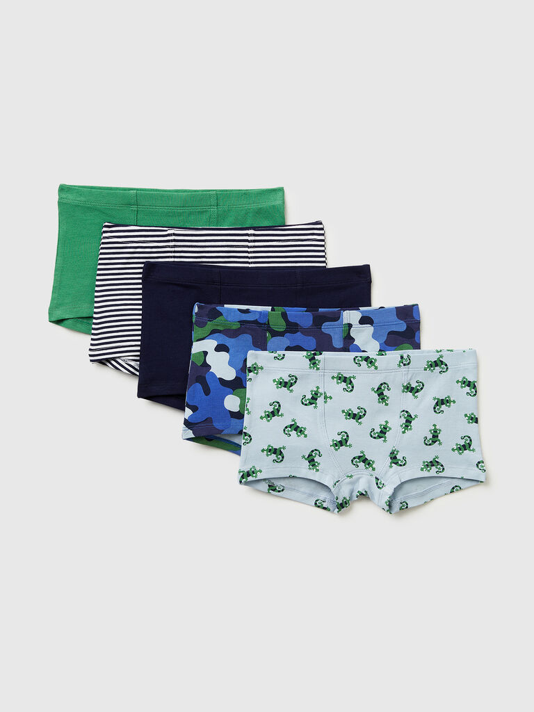 Five boxers in stretch cotton
