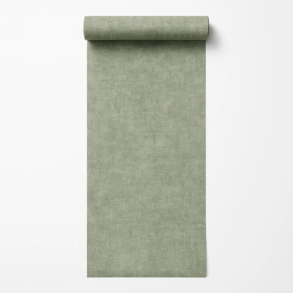 Dutch Wallcoverings Vliesbehang Linen & Textures uni - groen - 10,05m x 53cm