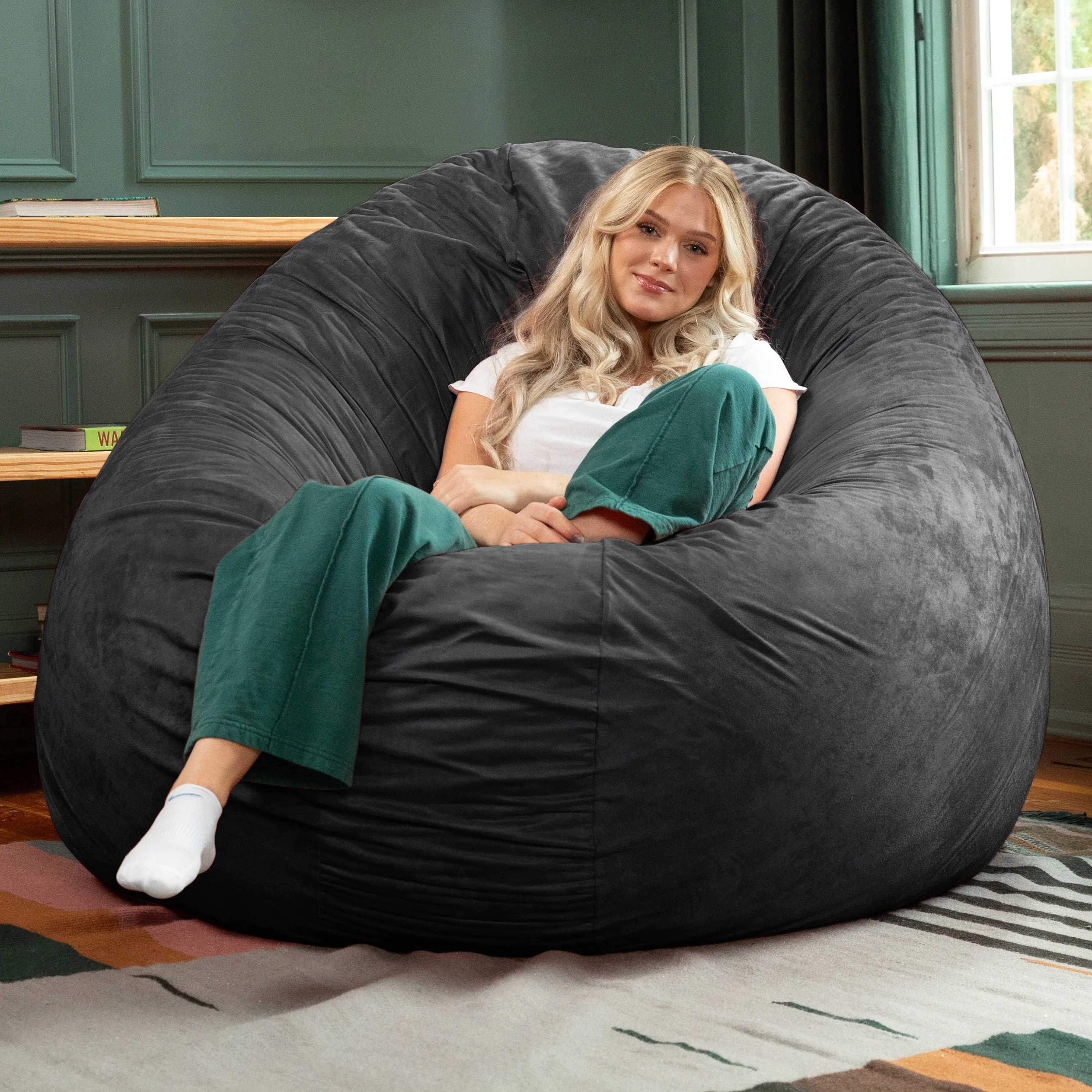 Jaxx 6 Foot Cocoon - 2-in-1 Giant Bean Bag Chair for Adults & Convertible Bean Bag Bed