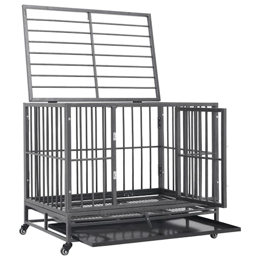 NNEVL Dog Cage with Wheels Steel 92x62x76 cm