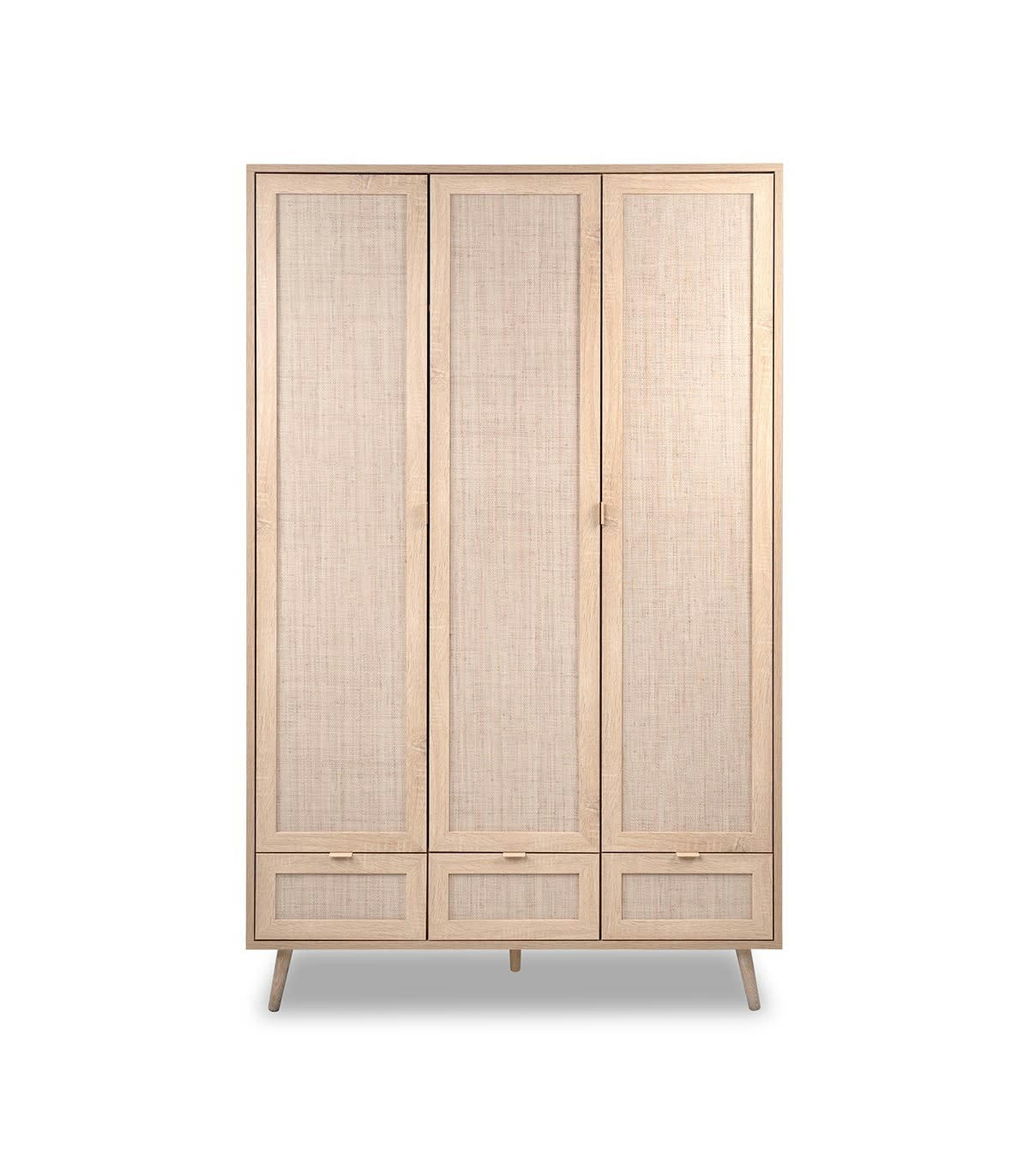 BALI - Armoire 3 Portes avec Penderies L120 cm - Impression effet rotin