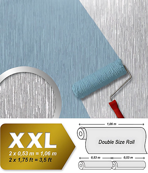 Papier peint blanc non-tissé à peindre texturé rayure 1 roul. EDEM 80373BR60 largeuer double