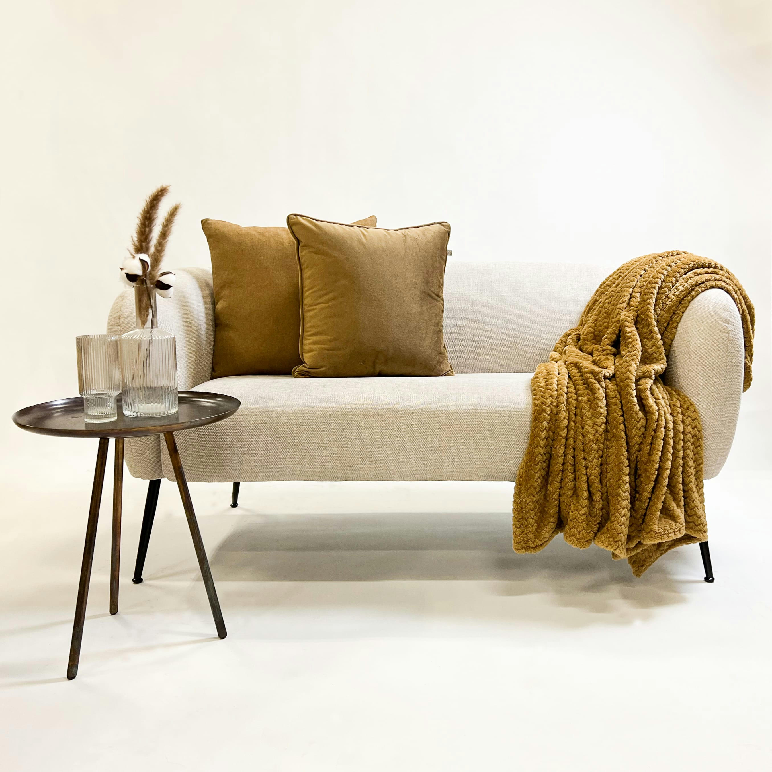 MARA - Plaid marron fleece 150x200 cm avec motif