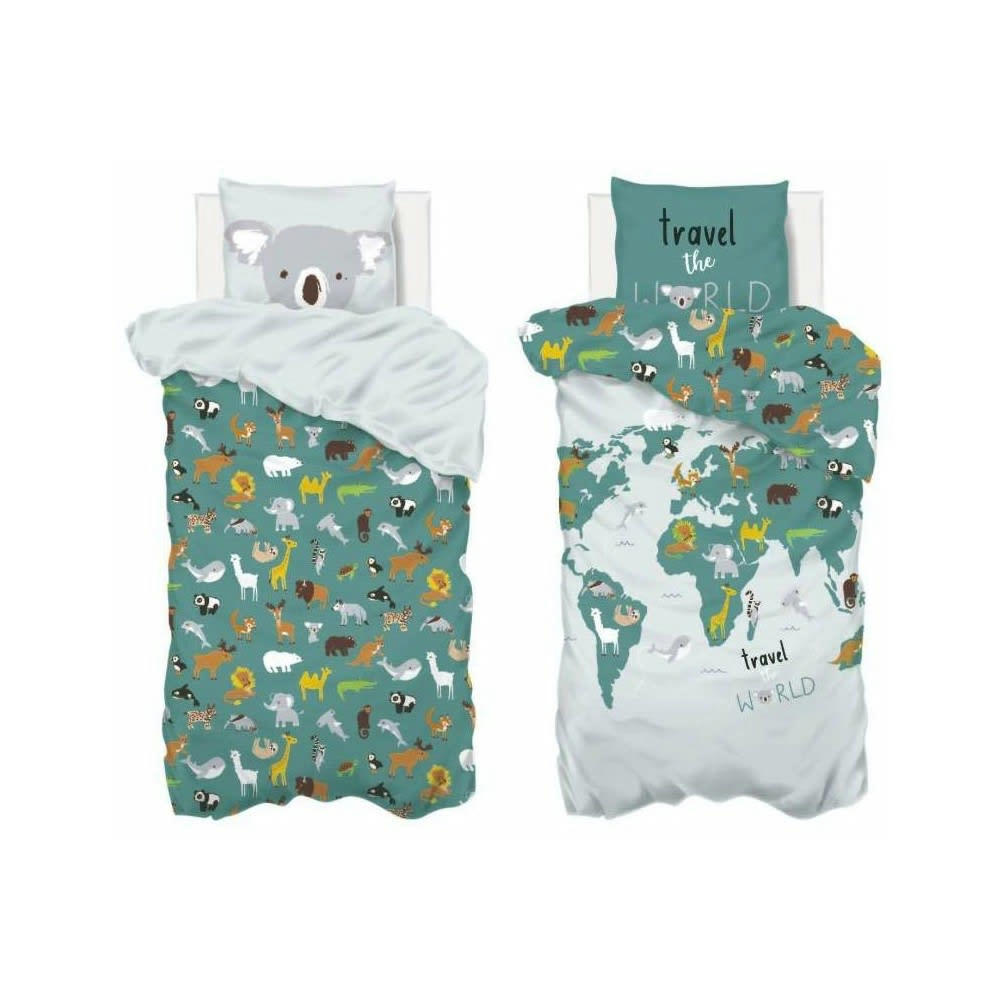 CARTE DU MONDE - Housse de couette enfant 140x200 + taie