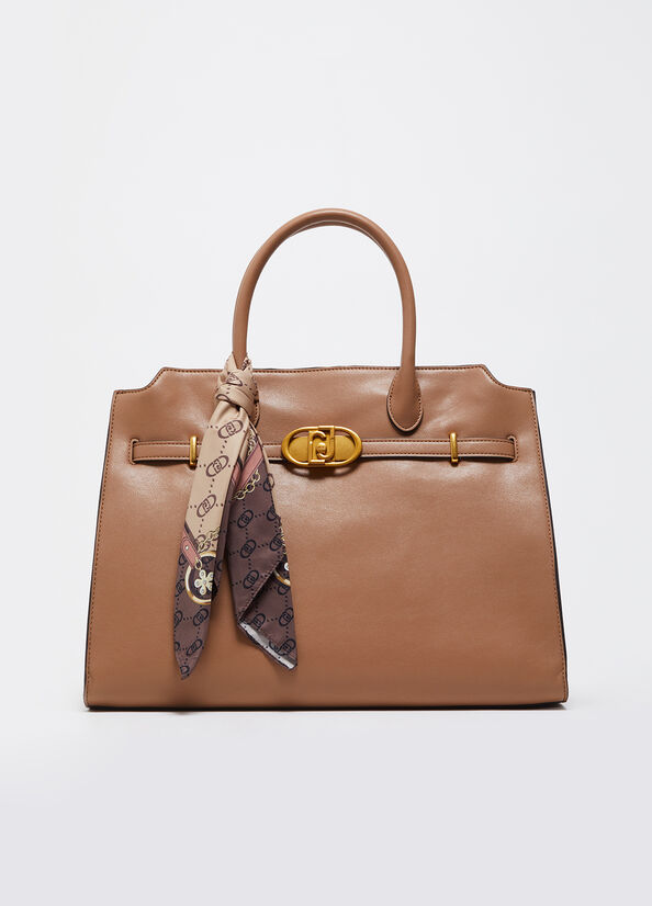 Borsa satchel grande con foulard