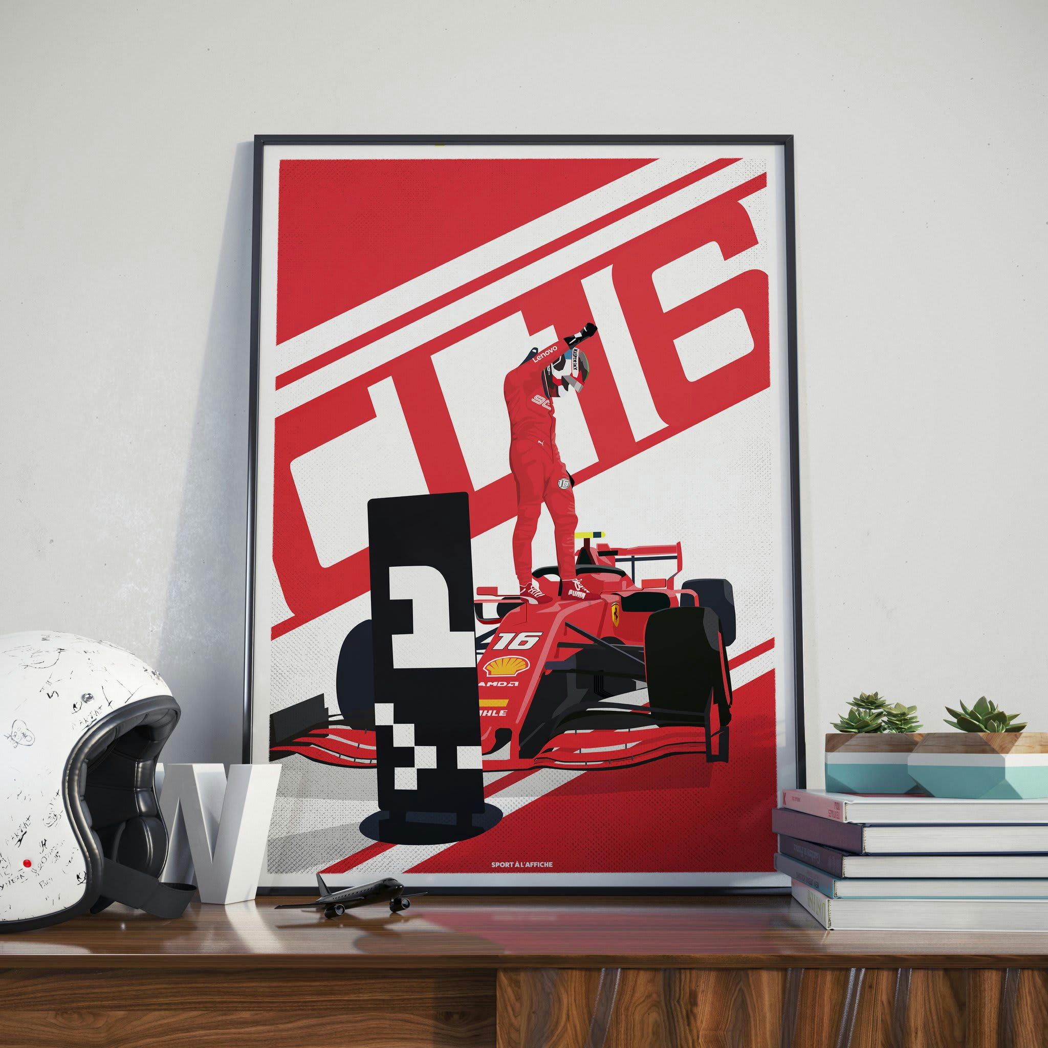 AUTO-MOTO - Affiche Formule 1 - Charles Leclerc 30 x 40 cm