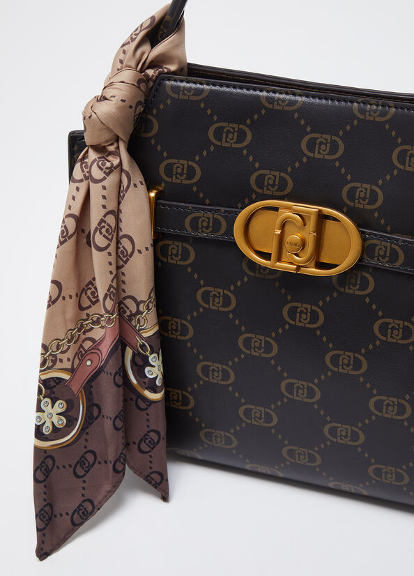 Borsa a mano media con foulard