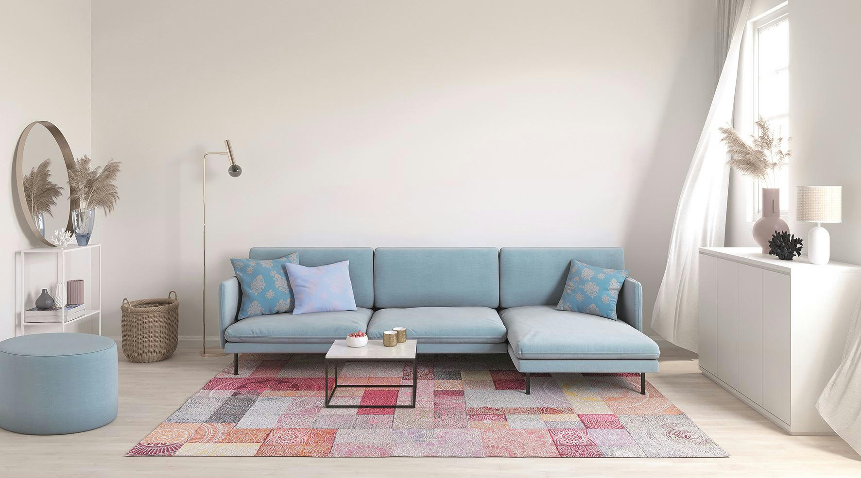 COSIMA - Tapis salon tissé plat - multi pastel 130x190 cm