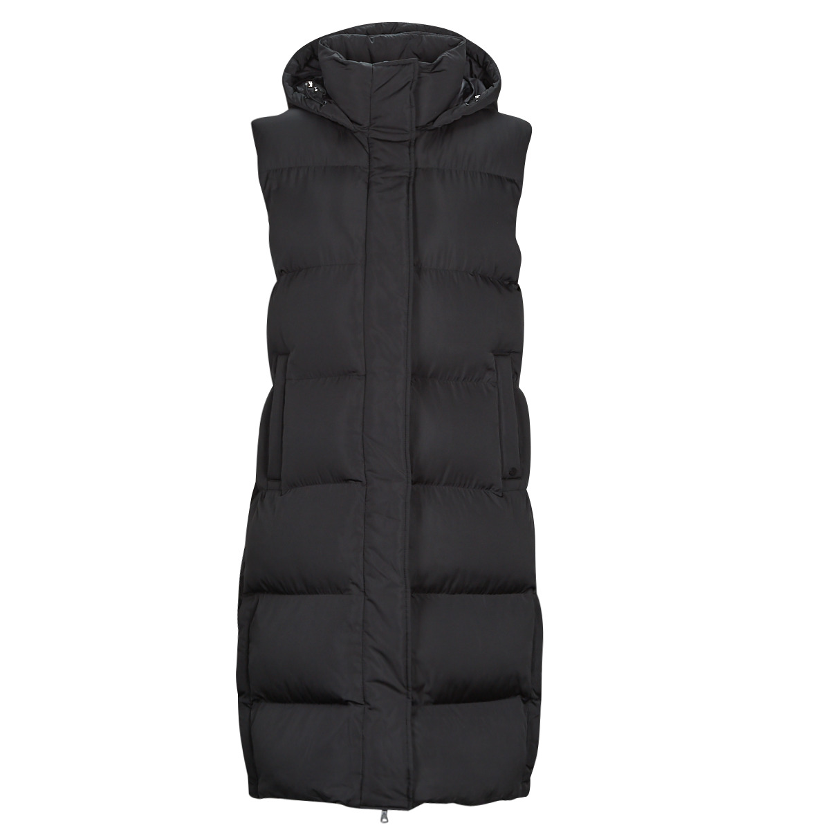 Superdry - LONGLINE HOODED PUFFER GILET - Black