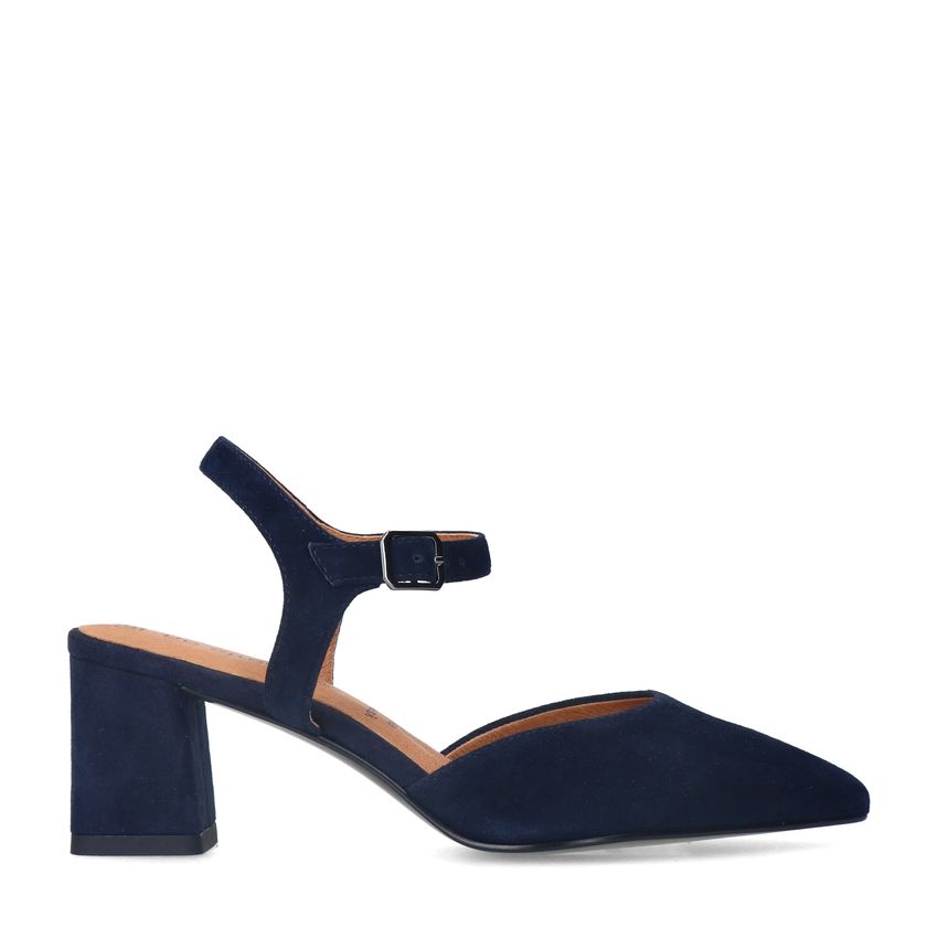 No Stress Donkerblauwe suède slingbacks