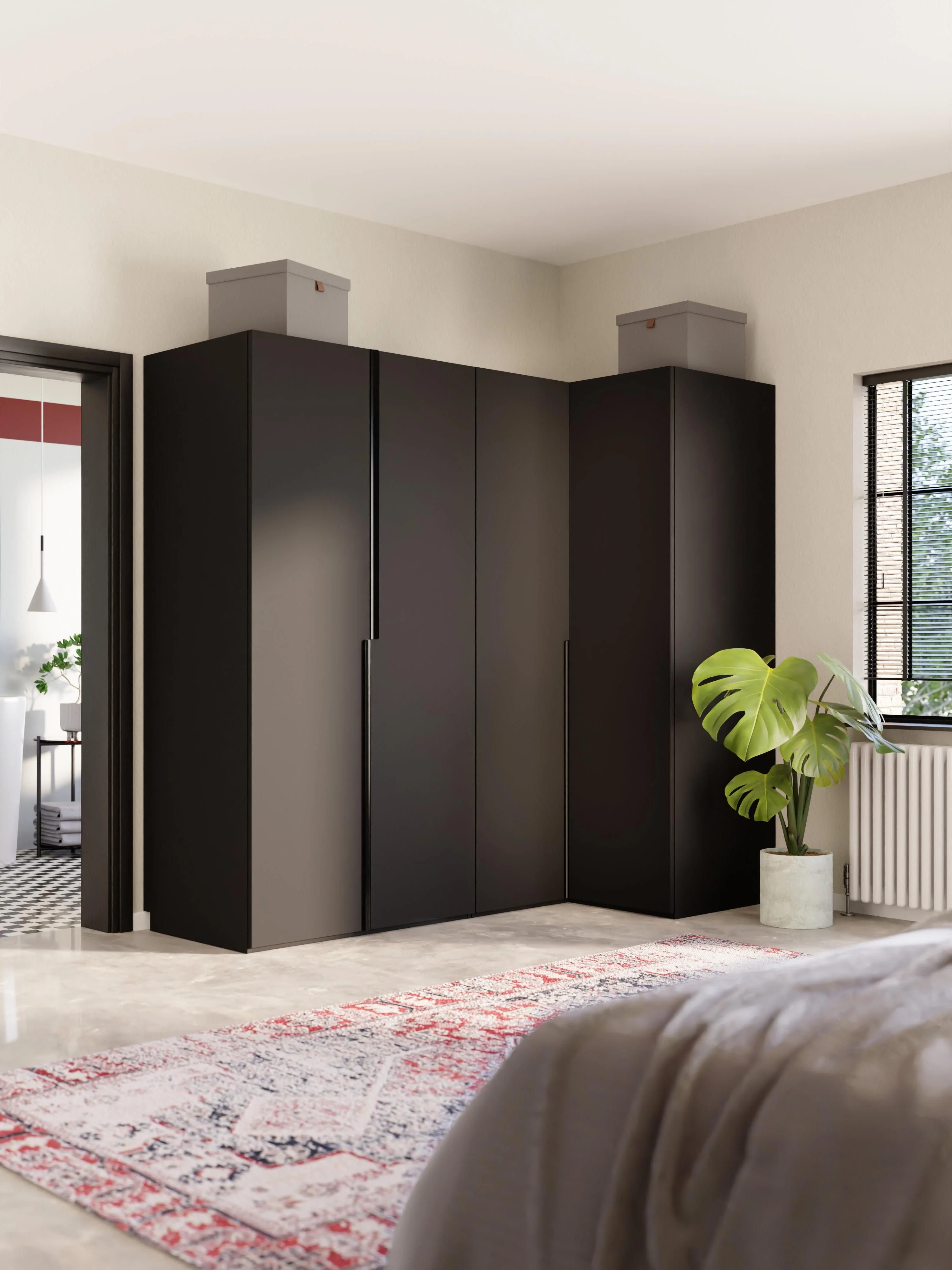 Modular-Eck-Kleiderschrank Leon, 215 cm Breite, in verschiedenen Größen