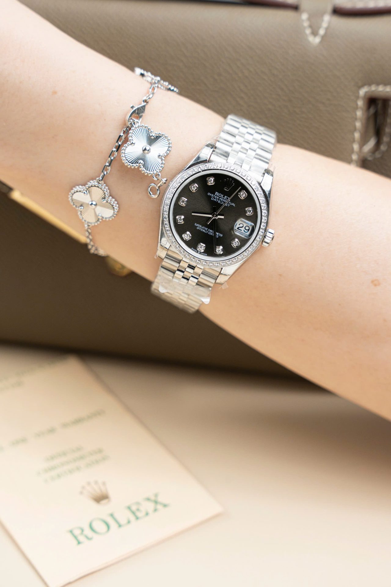 Rolex Datejust 316L Steel Grey Dial CZ Diamonds 31mm Jub AAA Replica