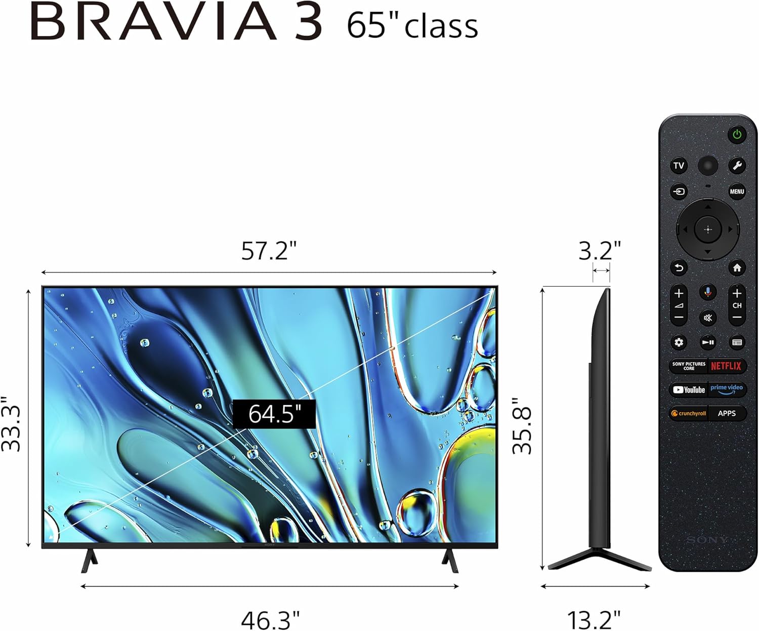 Sony 65-Inch Class 4K Ultra HD BRAVIA 3 LED Smart TV with Google TV Dolby Vision HDR  PS5 Exclusive Features  K-65S30