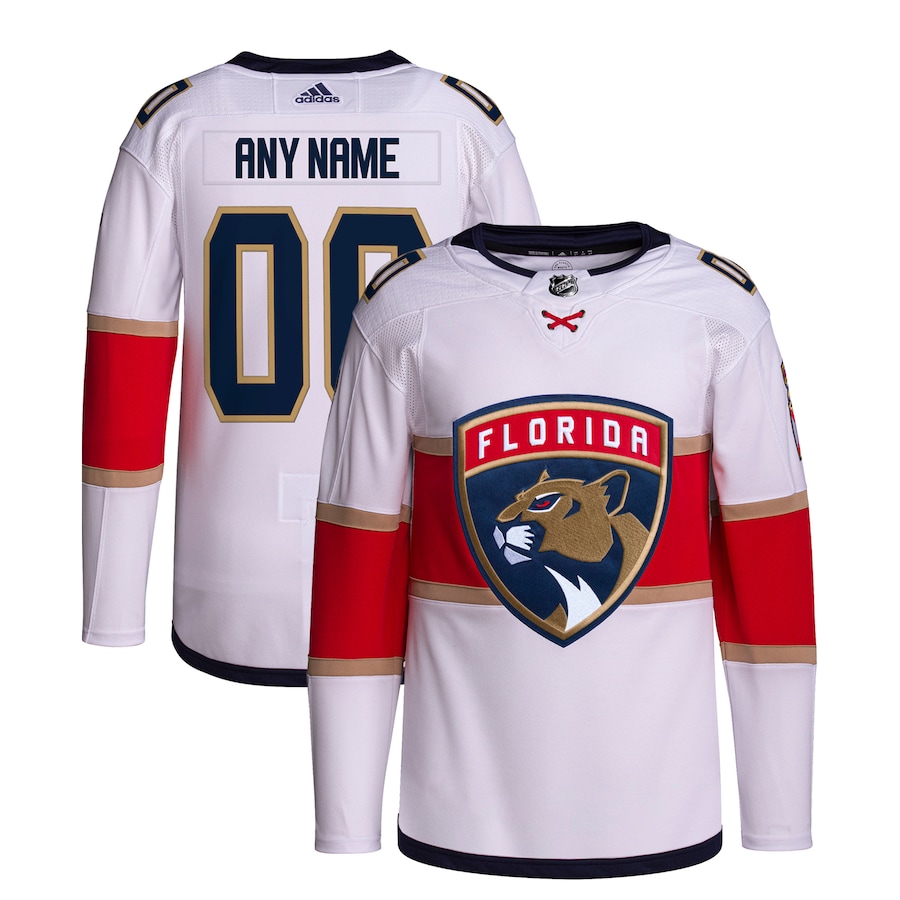 Florida Panthers adidas Away Custom Primegreen Authentic Pro Jersey – White