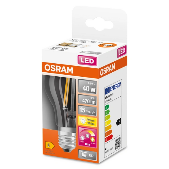 LED-Leuchtmittel »LED CLASSIC A GLOWdim«, 4 W, E27, Einstellbares warmweiß