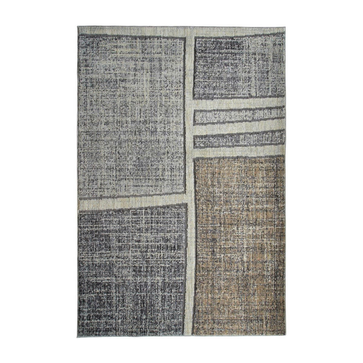 RECYCLE - Tapis extra-doux motif quadri gris vert 120x170