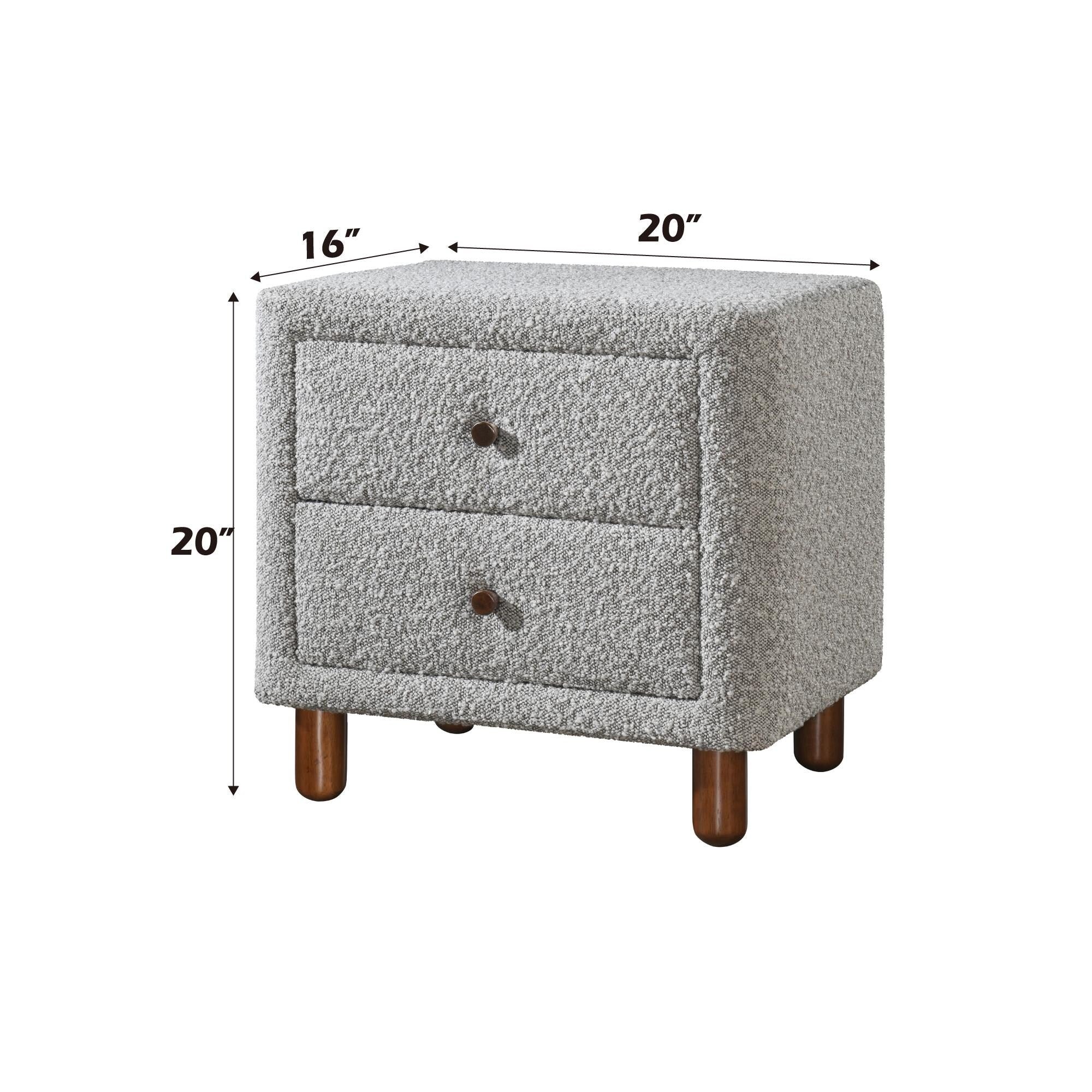 2-Drawer Boucle Upholstered Bachelors Chest, Storage Cabinet for Bedroom, Living Room, Children's room
