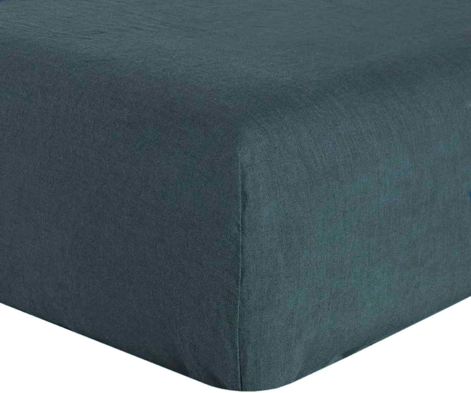 BLEU - Drap Housse lin lave bleu 200x200 cm