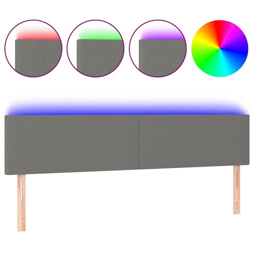 NNEVL LED Headboard Dark Grey 160x5x78/88 cm Fabric