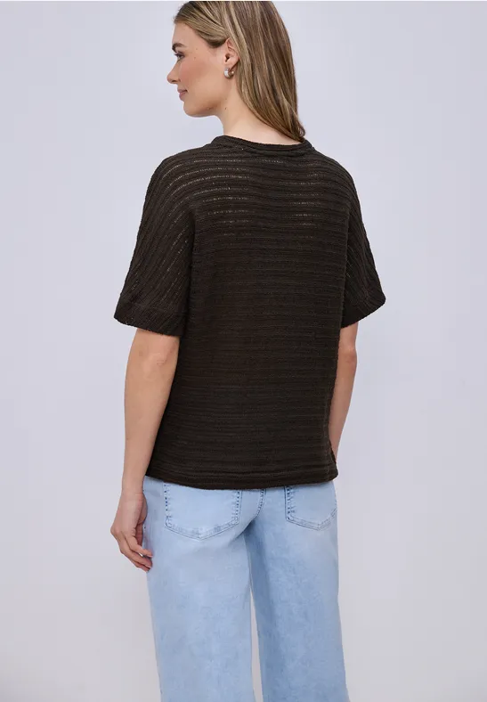 T-Shirt mit Rundhals und Struktur