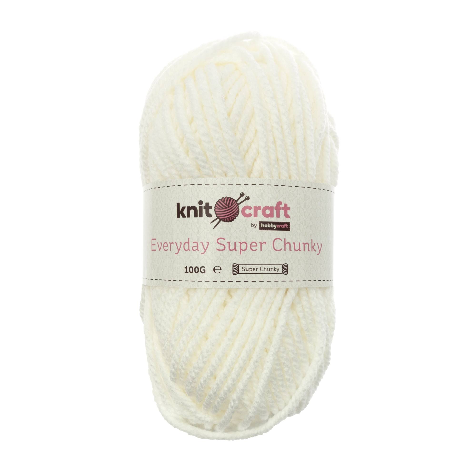 Knitcraft White Everyday Super Chunky Yarn 100g