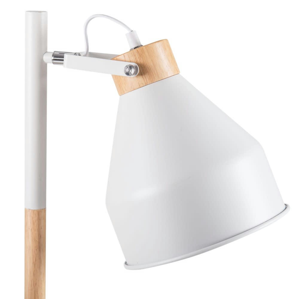 Dream - Lampadaire en hévéa et métal blanc