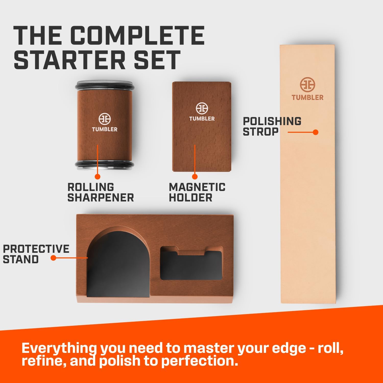 Tumbler Rolling Knife Sharpener Starter Set - Knife Sharpening Made Easy - Ultimate Gift for Father's Day