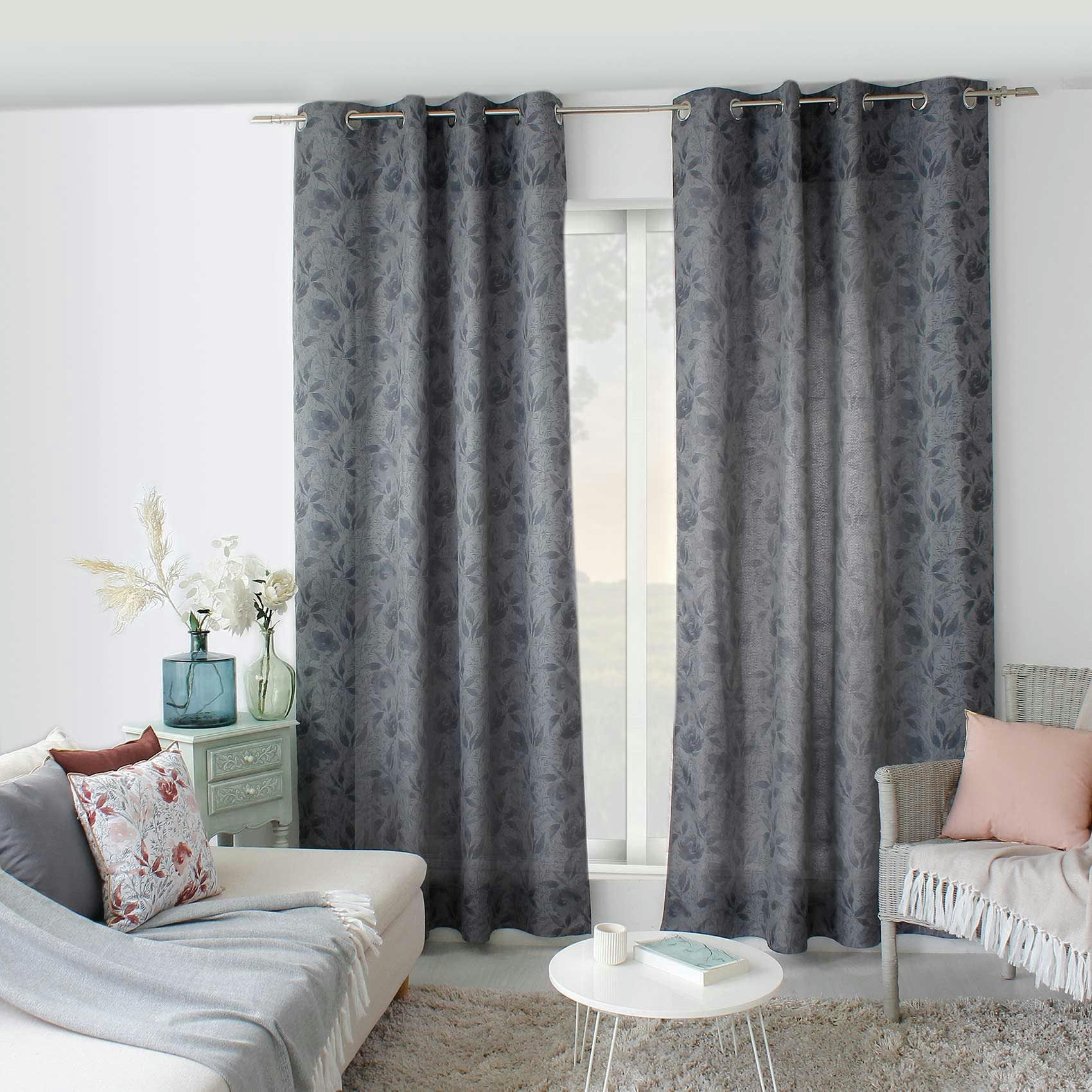 - Rideau tamisant aux couleurs poudrées polyester gris clair 135x240 cm