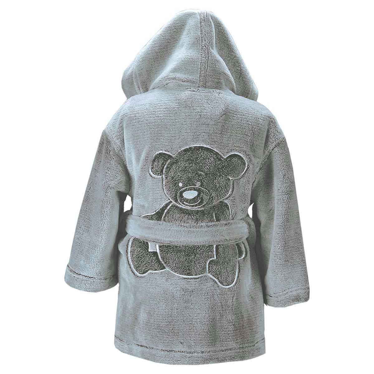 OURS ARES - Peignoir polaire enfant doux & chaud  anthracite 02 ans
