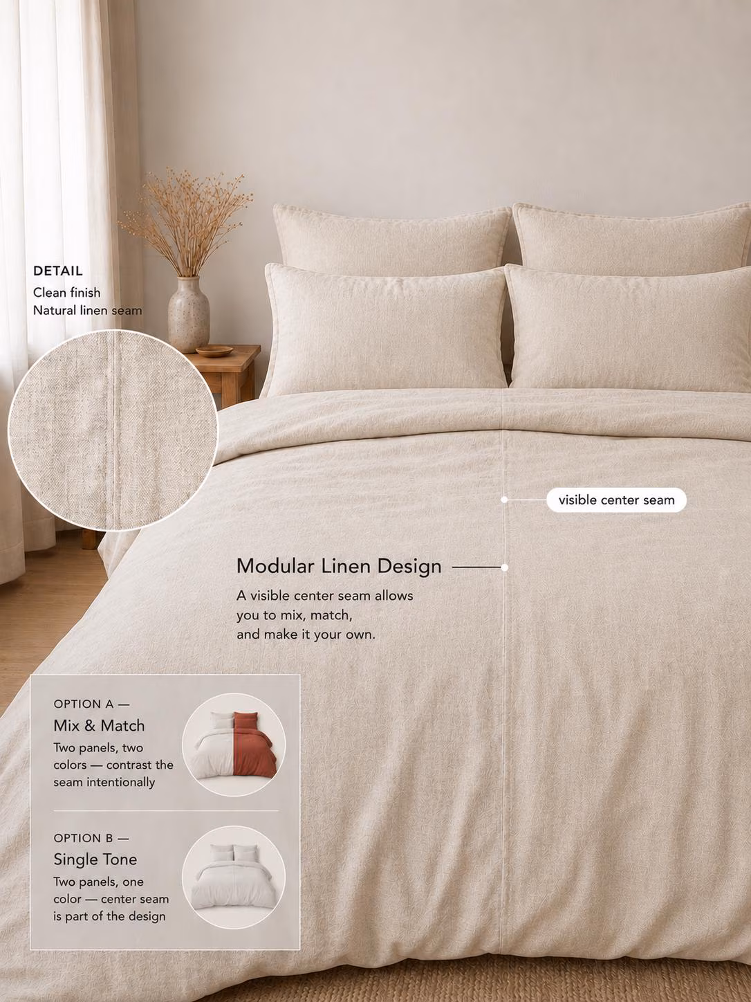 Organic Linen Duvet Cover, 100% European Flax Bedding, Soft Washed Linen Comforter Cover, Farmhouse Bedroom Decor