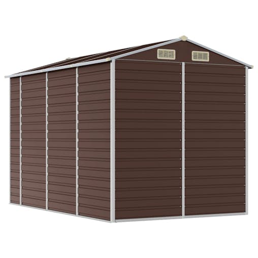 NNEVL Garden Shed Brown 191x300x198 cm Galvanised Steel