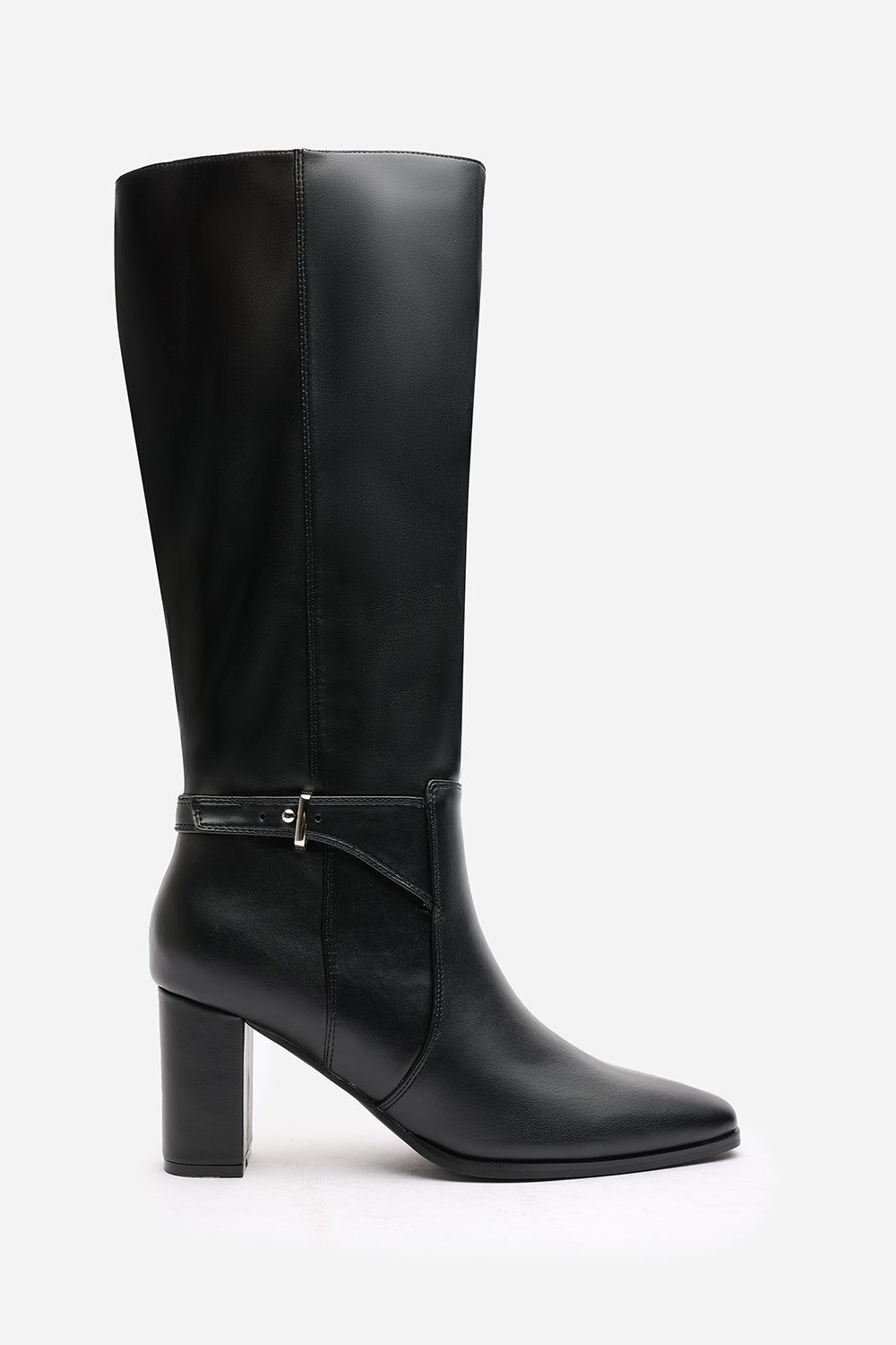 Where's That From Wynne' Heeled Knee High Boots With Buckle Strap Detail