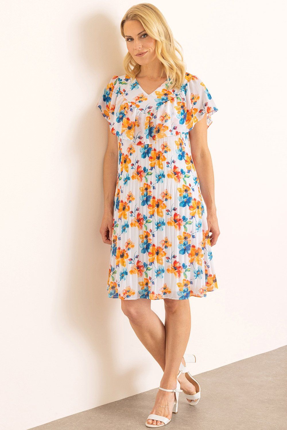 Klass. Floral Print Pleated Dress